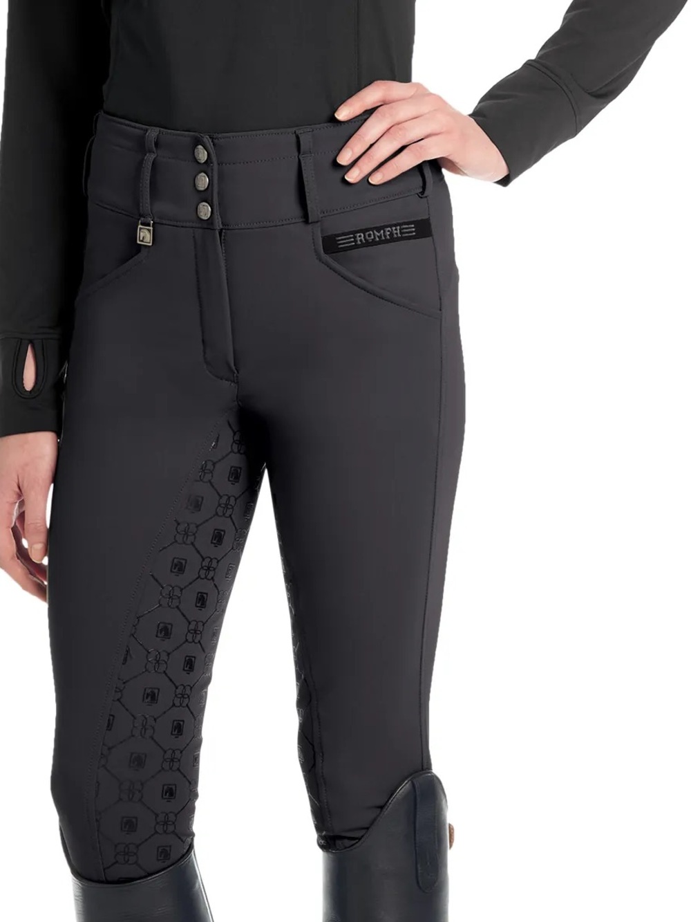 Romfh Dark Grey Full-Seat Riding Breeches with High Waist 26R